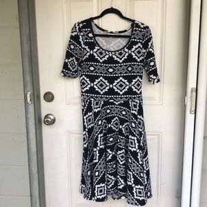 Lularoe Aztec Black and White Print Nicole Dress